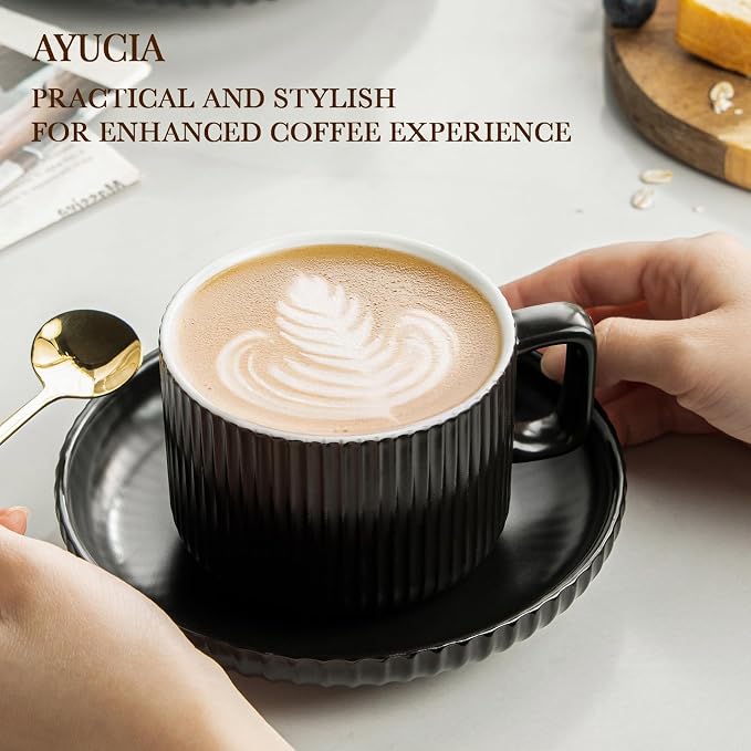 8 Ounce Cappuccino Cups Set of 4, Latte Mugs - Image 3