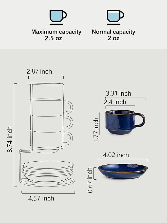 Gomakren 2.5oz Espresso Cups Set of 4 - Image 3
