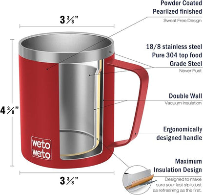 WETOWETO 14 oz Coffee Mug, Vacuum Insulated Camping Mug - Image 3