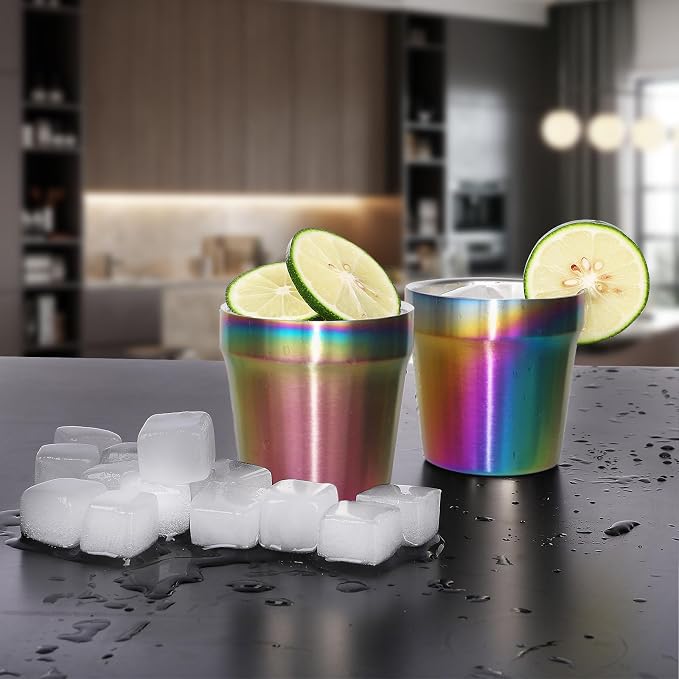 Stainless Steel Cups 4 Pack 6oz Double Walled Insulated Cups Stackable Travel - Image 5