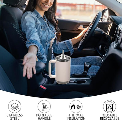 40 oz Tumbler with Handle, Tumbler with Lid and Straw, Double Wall Insulated - Image 6