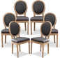 SoarFlash French Dining Chairs Set of 6, Vantage Dining Chair with Round Back, Farmhouse Country Dining Chair for Kitchen,Bedroom,Deep Grey