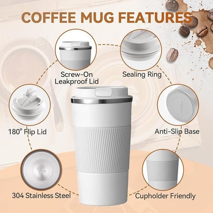 12OZ Travel Coffee Mug Insulated Coffee Cup - Image 4