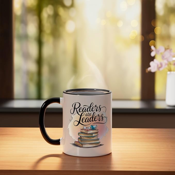 Readers Are Leaders Motivational Reading Book Quote Ceramic Mug - Image 3