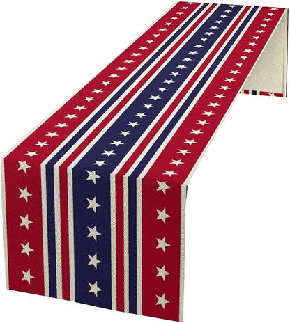 4th of July Table Runner, USA Flag Stars Stripes American Independence Day Red by JanJCurt
