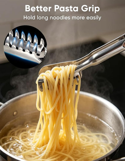Spaghetti Spoon & Pasta Tongs Set, 2-Piece Stainless Steel Pasta Server | - Image 4