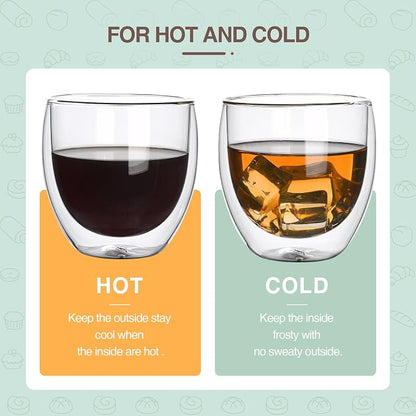 2pcs 8.5OZ/250ml Coffee Glasses Clear Insulated Coffee Mug, Glass Coffee Mug - Image 4
