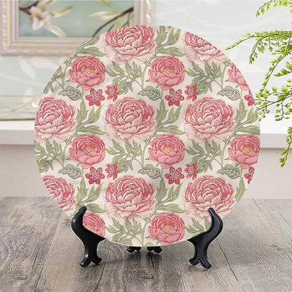 Ceramic Plates, Victorian Decorative Ceramic Plates, Romantic Peonies Botany, 6 Inch, Household Plates Decorative, Multicolor