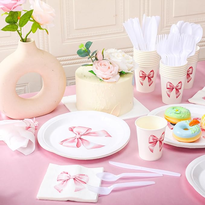 Sieral 144 Pcs Pink Bow Party Supplies Coquette Birthday Party Decoration Bow - Image 5