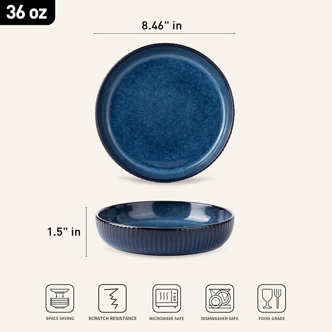 famiware Starlight Large pasta bowls set of 4, Serving Bowls - Image 7