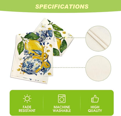 Artoid Mode Chinoiserie Lemon Bow Flowers 210 GSM Summer Table Runner, Seasonal - Image 5