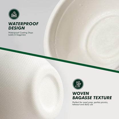 Paper Bowls 8 oz, Disposable Compostable Soup Bowls, Heavy Duty White Bowls Bulk - Image 9