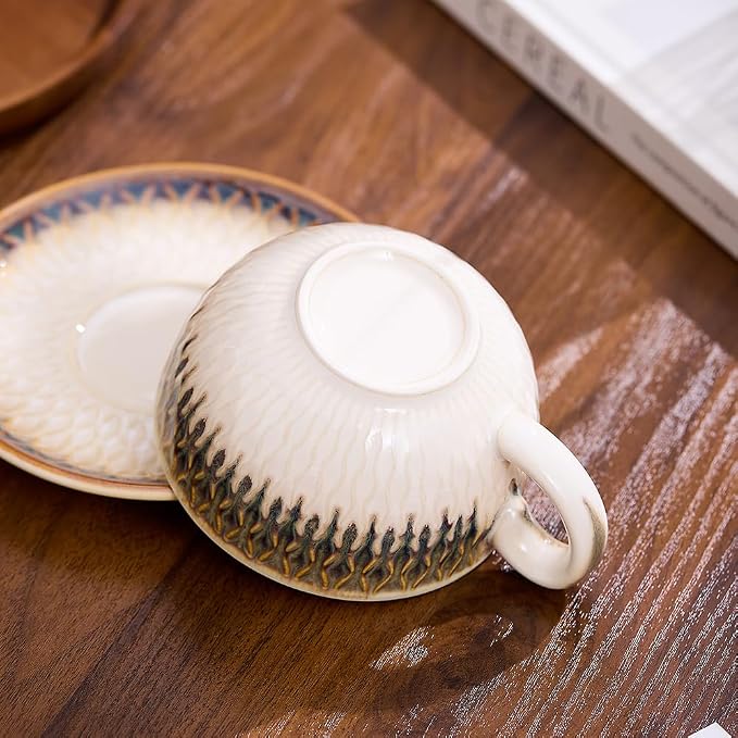 Coffeezone Vintage Design 12 oz Ceramic Latte Art Cappuccino Barista Cup - Image 5