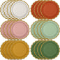 48 Pcs Fall Boho Paper Plates 9 Inch Gradient Scalloped Paper Disposable Dinner Dessert Plates for Birthday Wedding Bridal Party Supplies, 6 Colors