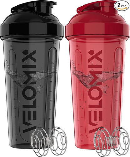 VELOMIX 2 Pack 28oz Protein Shaker Bottle by VELOMIX