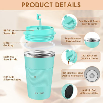 KETIEE Travel Mug 12oz: Vacuum Insulated Coffee Mug - Image 2