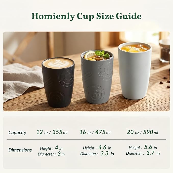 Homienly Drinking Glasses 16oz Wheat Straw Cups-Stackable and Reusable Cups - Image 9