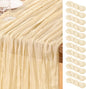 DeZerlor Beige Cheesecloth Table Runners 12 Pack Summer Boho Runners | by DeZerlor