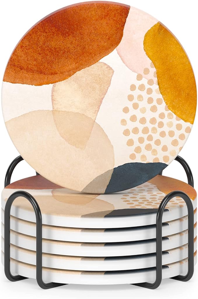 Coasters for Drinks, Kitchen Home Decor Housewarming Gift, Round 4 in by Nipichsha