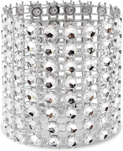 KPOSIYA Napkin Rings, Pack of 120 Rhinestone Napkin Rings Diamond Adornment for Place Settings, Wedding Receptions, Dinner or Holiday Parties, Family Gatherings (120, Silver)