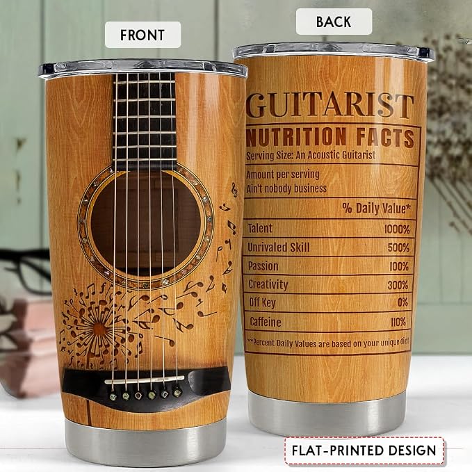SANDJEST Guitar Tumbler Cup 20oz Insulated Stainless Steel Tumblers Coffee - Image 2