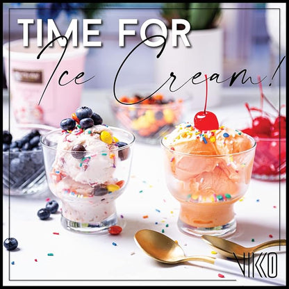 Vikko Dessert Bowls, Set of 12 Decorative Glass Ice Cream Cups, 5.5 Ounce Glass Dish for Dessert, Candy, Fruit Cup, Dishwasher Safe