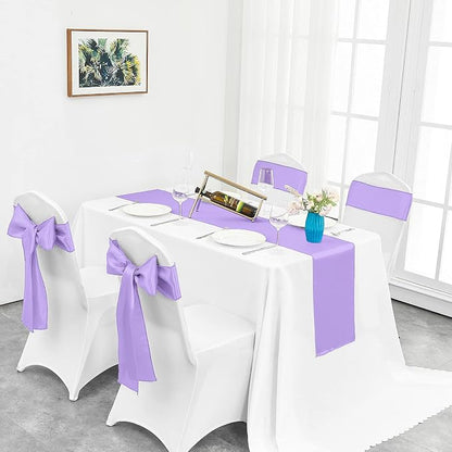 4-Pack Lavender Satin Table Runner 12 x 108 Inch Long Bright and Smooth Silk - Image 5