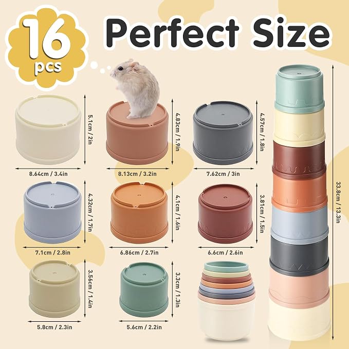 16 Pcs Stacking Cups for Rabbits, Colorful Bunny Toys for Rabbits and Small - Image 2