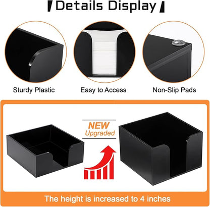 Sumnacon Square Acrylic Napkin Holder - Stylish Black Cocktail Napkin Holders for Table Countertop Kitchen, Decorative Napkin Dispenser Tray for Wedding Party Restaurant Office Hotel, 4 Inch Height