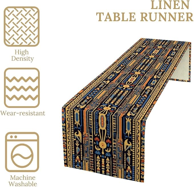 Retro Egypt Table Runner Vintage Ethnic Egyptian Ornament Tribal Dinner Runner - Image 4