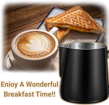 Milk Frothing Pitcher, 350ml/600ml Milk Frother Cup Stainless Steel Jug - Image 2