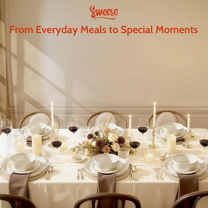 Sweese Plates and Bowls Sets, 18 Pieces Modern Porcelain Dinnerware Set - Image 8