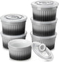 vancasso 6 oz Ramekins with Lid, Porcelain Creme Brulee Souffle Dishes by vancasso