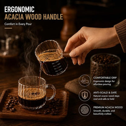 2 Pack Espresso Measuring Cup 6oz, Febwind Ribbed Borosilicate Glass Espresso - Image 5
