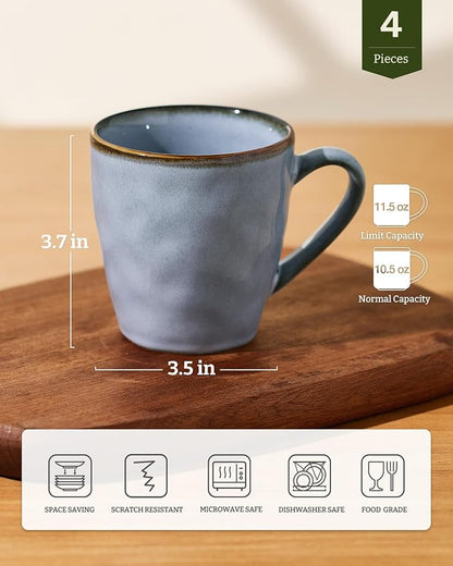 famiware Coffee Mugs Set of 4, Ocean Round 11.5oz Coffee Cup Set - Image 4