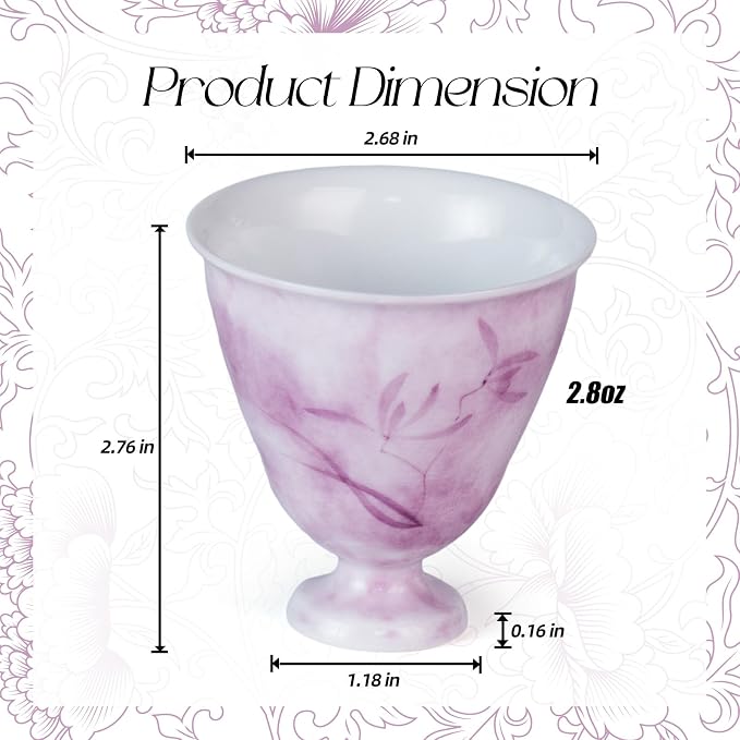 KAMMAK Ceramic Tea Cups Set of 2, 2.8 oz, Vintage Small Teacups, 703N | Hand - Image 7