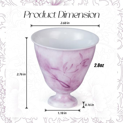 KAMMAK Ceramic Tea Cups Set of 2, 2.8 oz, Vintage Small Teacups, 703N | Hand - Image 7