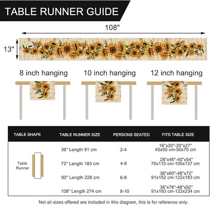 Seliem Fall Sunflowers Table Runner, Vintage Spring Summer Flower Home | - Image 2