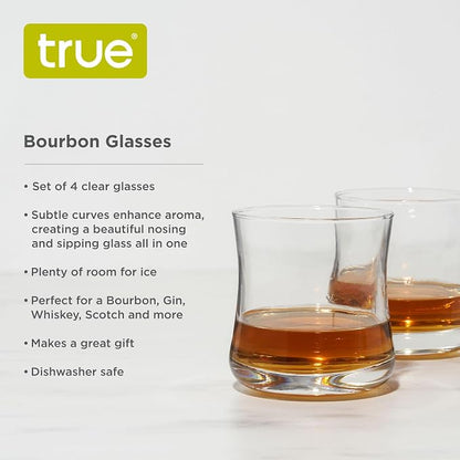 True Bourbon Glass, Whiskey Glasses, Home Bar Glassware, 10 oz Set of 4 - Image 2