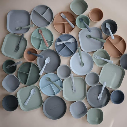 mushie Square Dinnerware Bowls for Kids | Made in Denmark, Set of 2 (Sage)
