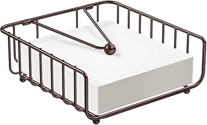 Napkin Holder for Table with Weighted Arm, Dinner Metal Flat Napkin Holders for by GMFINE