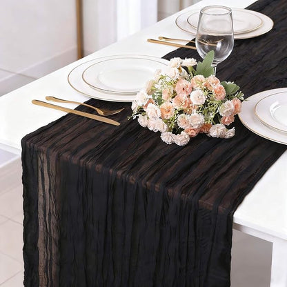 Black Cheesecloth Table Runner 13.3FT Cheese Cloth Boho Table Runner Fall by TuTive