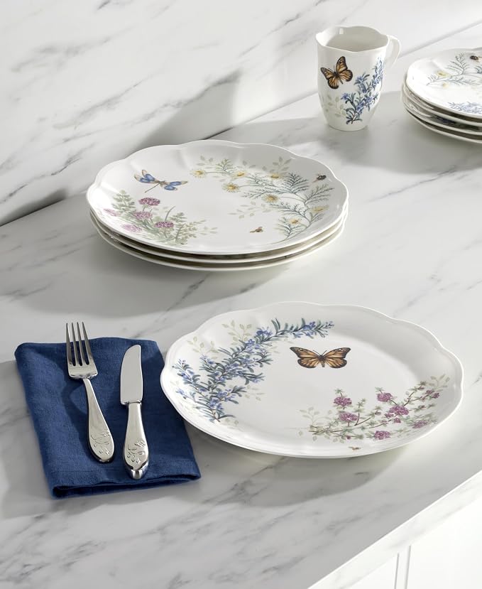 Lenox Butterfly Meadow Herbs Porcelain Dinner Plate Set - Image 3