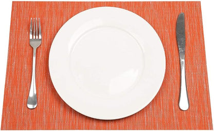 SHACOS Orange Placemats Set of 6 Woven Vinyl Place Mats - Image 6
