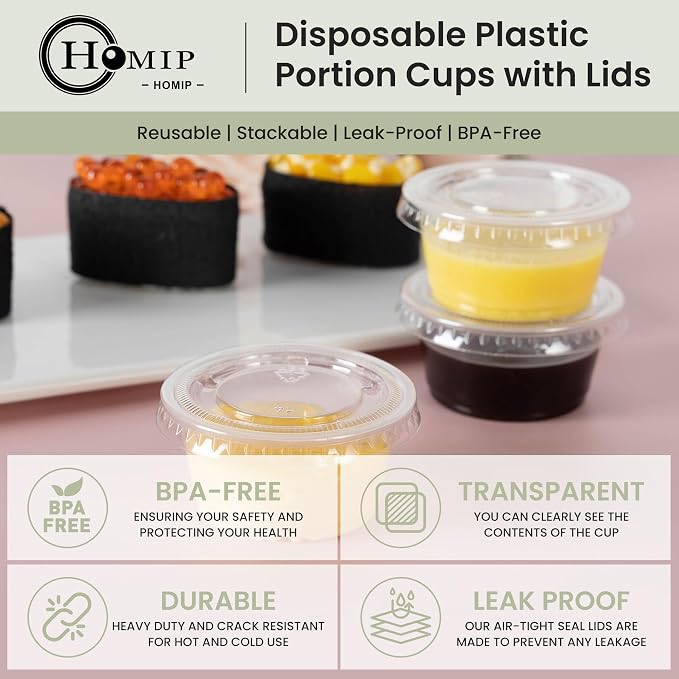 HOMIP 300PACK 2oz Plastic Portion Cups - Image 3