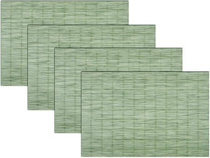 Woven Placemats Set of 4 Vinyl Heat-Resistant Table Mats Washable Kitchen Placemats for Dining Room (Grass Green)