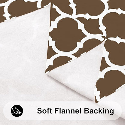Smiry Square Table Cloth, Waterproof Vinyl Tablecloth with Flannel Backing for Square Tables, Wipeable Spillproof Plastic Tablecloths for Dining, Camping, Indoor and Outdoor (54"x54", Brown)