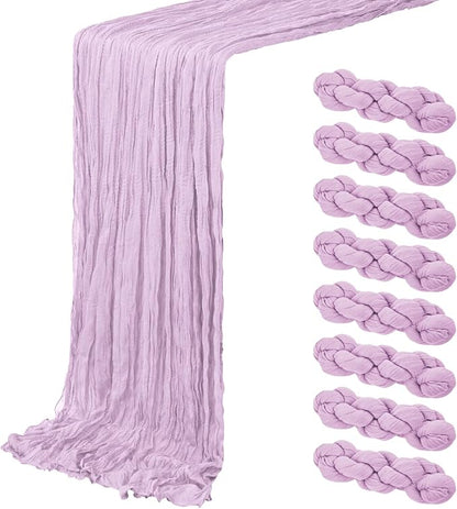 8 Pack Lavender Cheesecloth Table Runner 20 x 120 inch Gauze Table Runners 10 by ACSUIT