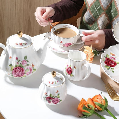 Porcelain Tea Sets British Royal Series, 8 OZ Cups & Saucer Service - Image 5