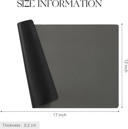 MOSAYT Vinyl Placemats Set of 8, Heat Resistant Place Mats 100% Waterproof Washable & Wipeable Faux Leather Reversible Table Mats for Kitchen Dining Party Indoor Outdoor, 12" x 17", Grey/Black